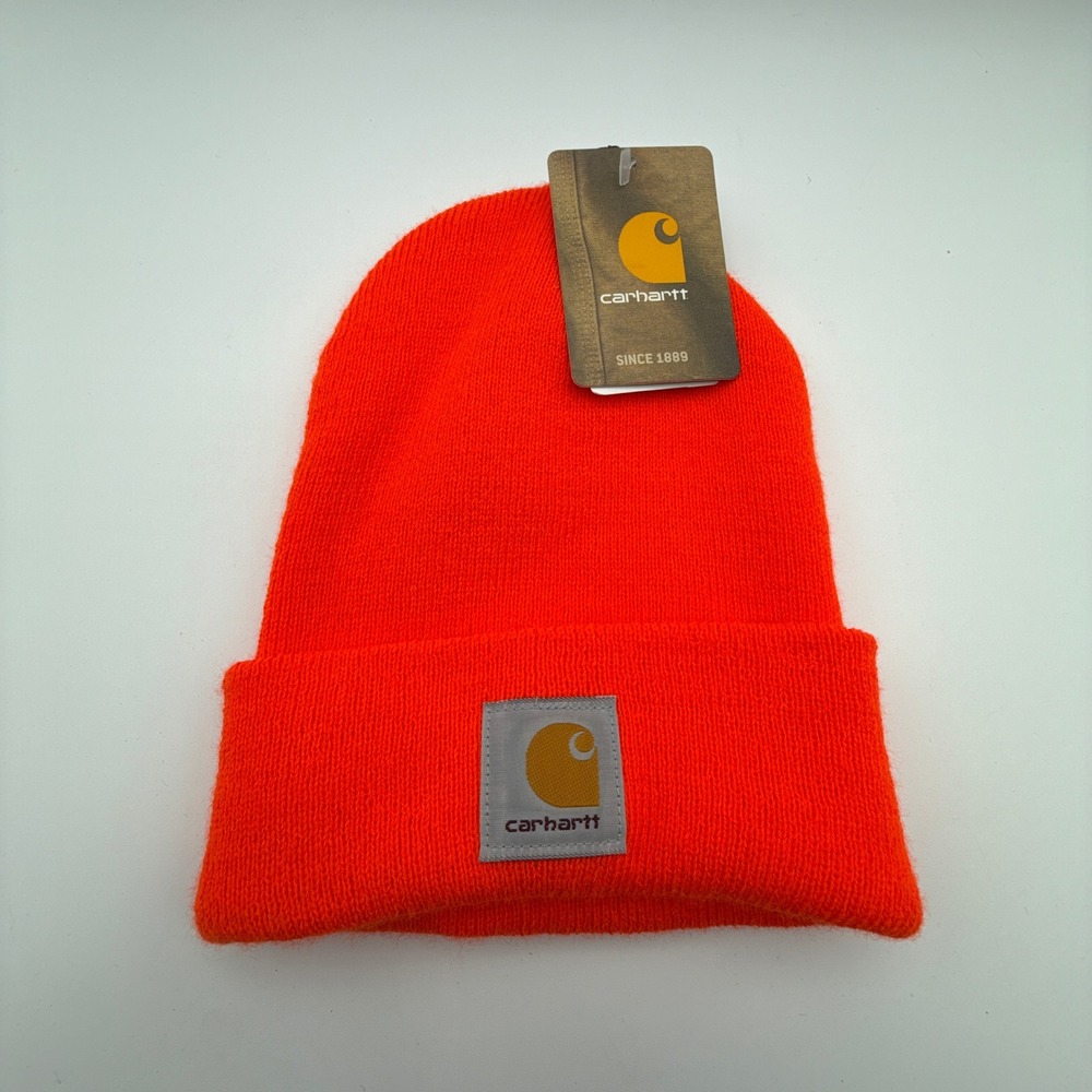 Carhartt Beanie Mens One Size OS A18 BOG Bright Orange NWT NOS 2010s Hat